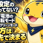 蓄電池の運転モードの選び方を示すイラスト。経済モードとグリーンモードの違いを解説