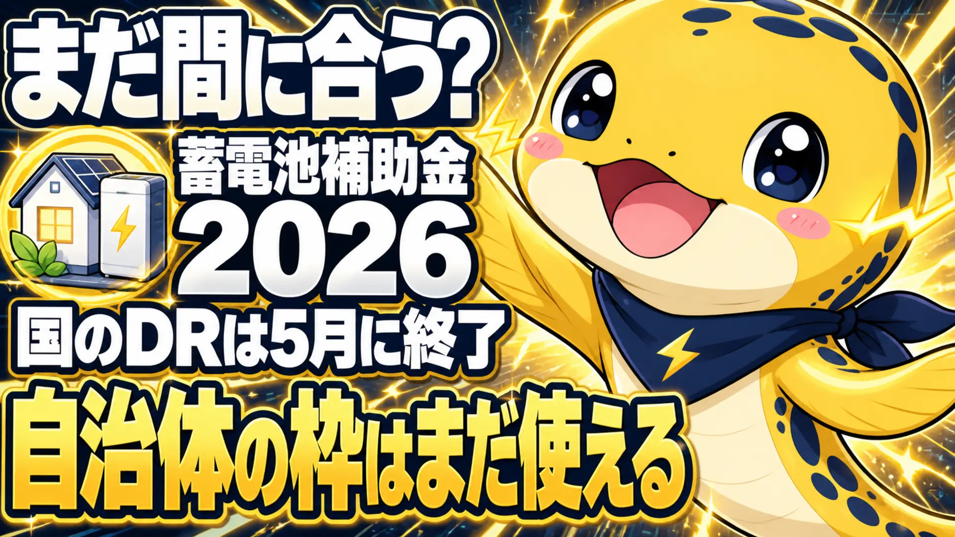 蓄電池の補助金2026年、国のDRは5月に終了、自治体の枠はまだ使える