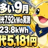 雨の多い9月に太陽光7.92kWが発電623.8kWh、電気代5,181円だった実測